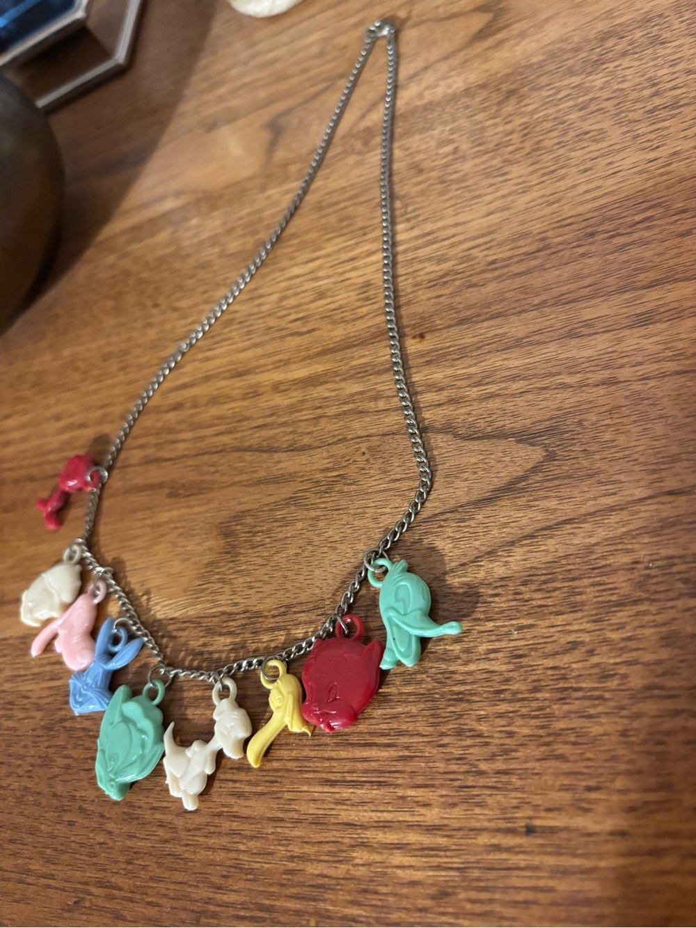Vintage Multicolor Looney Tunes Charm Necklace - Casual Playful Style